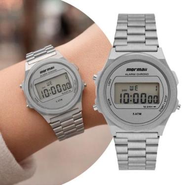 Imagem de Relógio Digital de Pulso Unisex Prata Retro Vintage com Pulseira de Aç