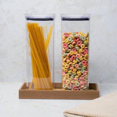 Imagem de Kit 2 Potes Hermético Transparente Quadrado 2,2L Para Granel Cereais Alimentos