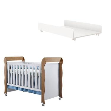 Imagem de Berço Americano Mirelle Trocador Juju Branco Acetinado