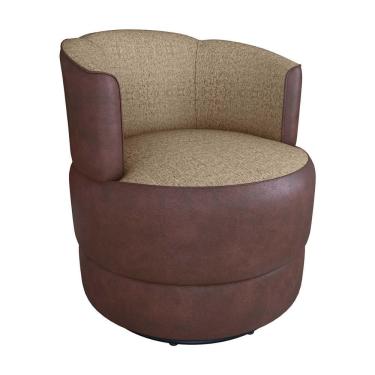 Imagem de Poltrona Decorativa Giratória Base De Ferro Marselha Areia Matrix Sintetico Rustico Linho Areia