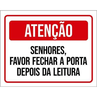 Imagem de Kit 3 Placa Acm Senhores Fechar Porta Depois Leitura 18X23