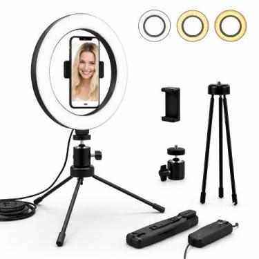 Imagem de Iluminador Ring Light 6 Polegadas com Tripé e Suporte para Celular - R