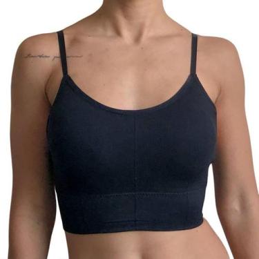 Imagem de Top Com Bojo Removível Alça Fina Super Confortável Academia COR:PRETOT