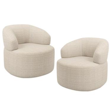 Imagem de Kit 02 Poltronas Giratória Orgânica Para Sala de Estar Living Helena L