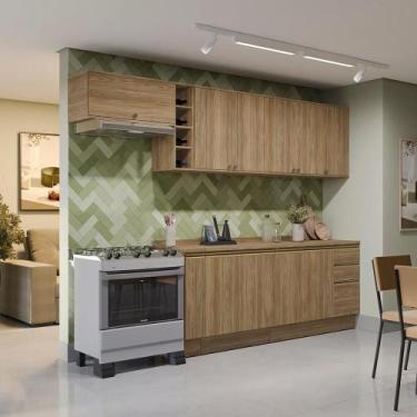 Imagem de Armário de Cozinha Completa 100% MDF 300cm Nogueira Celeste Kappesberg