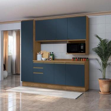 Imagem de Armário de Cozinha Compacta Nicho Micro-ondas 100% MDF 230cm Nogueira/