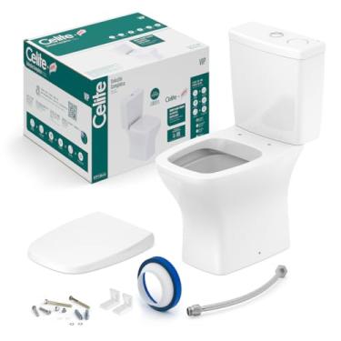 Imagem de Celite, Kit Vaso Sanitário Rimless com Caixa Acoplada Smart Clean e Assento Soft Close Vip, Branco