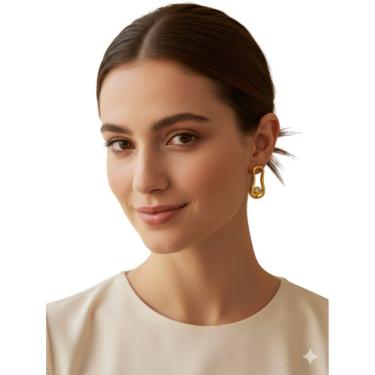 Imagem de Brinco Feminino Manu Banhado a Ouro Semi Jóia Juliana Prado 3351710
