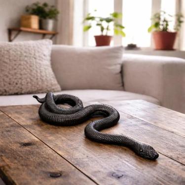 Imagem de Estátua Cobra Serpente Escultura Decorativa Casa em Resina Dourado - P