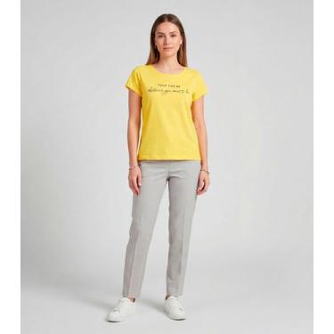 Imagem de Blusa Feminina Meia Malha Com Estampa Infinita Cor Amarelo, GG, Amarel