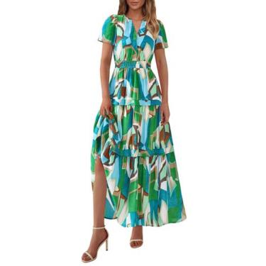 Imagem de Vestido maxi feminino PRETTYGARDEN 2025, boho, floral, verde