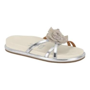 Imagem de Sandalia Papete Vizzano Feminina Strass Metalizada Flor-Feminino
