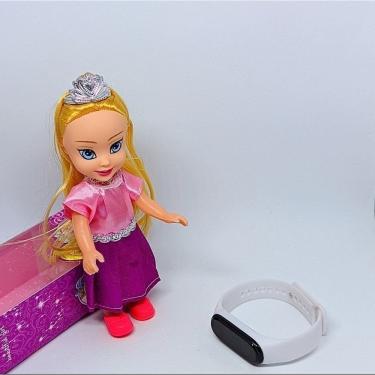 Imagem de Kit Relógio Infantil Digital Led Feminino Hora Calendario + Mini Boneca Princesa Disney Articulada Acessórios Coroa