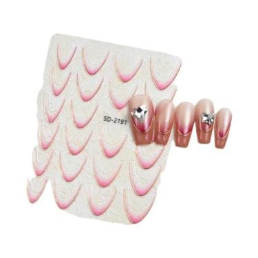 Imagem de Adesivos De Unha Francesa Com Efeito Gradiente Ondulado Para Manicure 