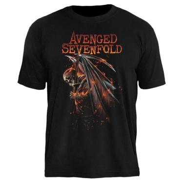 Imagem de Camiseta de Banda Avenged Sevenfold Stamp em Algodão Manga Curta-Unissex
