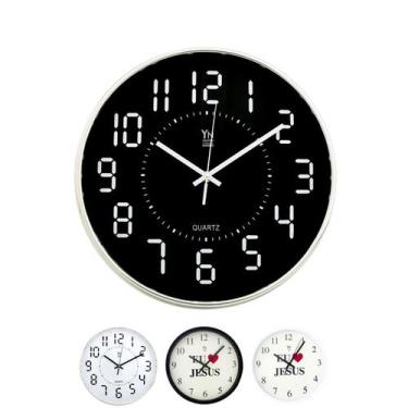 Imagem de Relógio De Parede Decorativo Quartzo 30cm Números Grandes - YN Clock