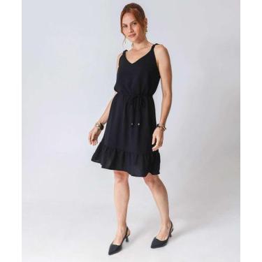Imagem de Vestido Feminino Alças Finas Babado Marisa Preto-52537, Preto, M