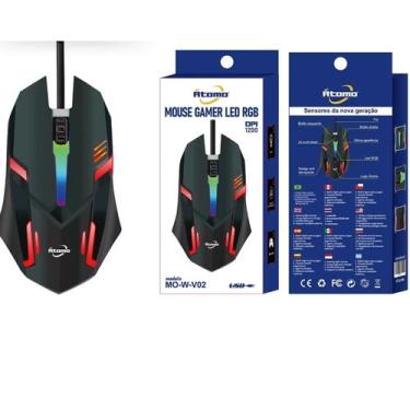 Imagem de Mouse Gamer RGB DPI 1200 com Fio MO-W-V02 1 unidade - Atomo