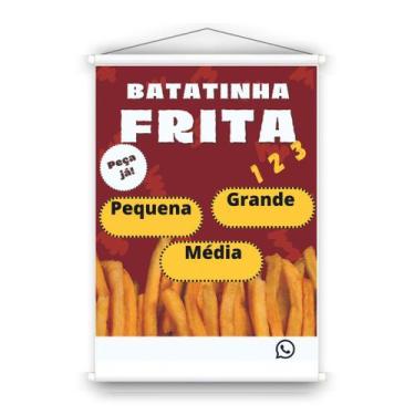 Imagem de Banner em lona para Batata frita com preço editável. Uso interno e ext