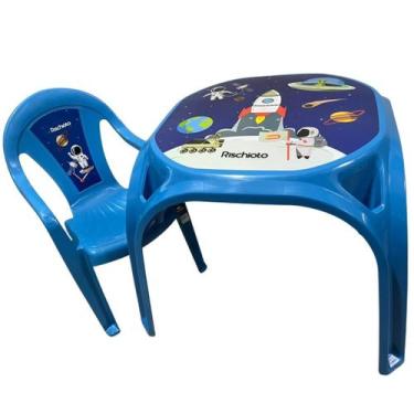Imagem de Mesa Infantil Azul + 01 Cadeira Infantil Rischioto Kit