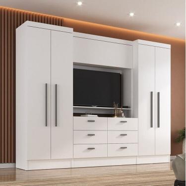 Imagem de Quarto Completo Viena 4 Portas 6 Gavetas 3 Peças Espresso Móveis Branco