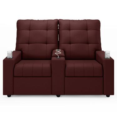 Imagem de Poltrona De Cinema Reclinável 2 Lugares Baú Usb Mallie Fh9 Veludo Vinho - Mpozenato