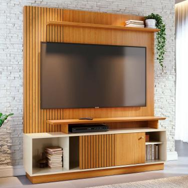 Imagem de Estante Painel Para TV 65 Pol Frisado 160cm Tales M07 Cinamomo Off White - Lyam Decor