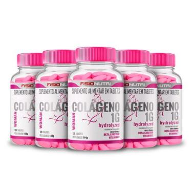 Imagem de 5x colageno woman 1g hydrolyzed com vit c 120tab fisionutri - FiSIO NU