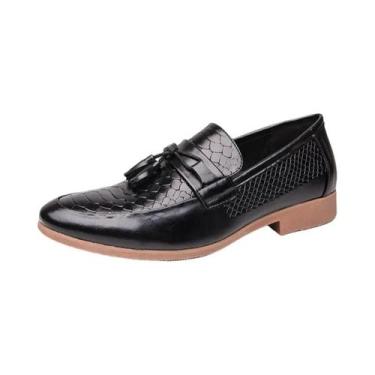 Imagem de Sapatos Casuais De Couro Com Estampa De Crocodilo Para Homens, Slip-On