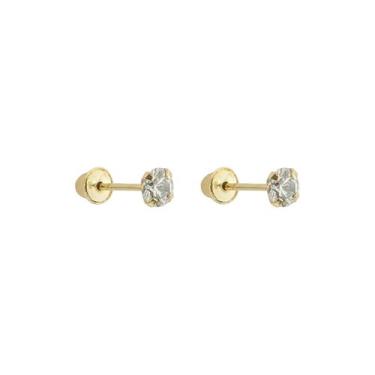 Imagem de Brinco ponto de luz infantil recémnascido 3mm ouro 18k - VIRS, Branco