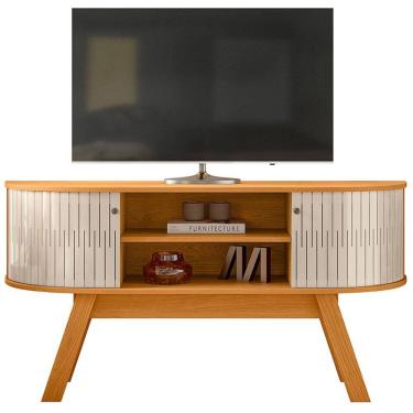 Imagem de Rack Bancada Tv 55 Pol 136 cm Atlanta Cinamomo Off White MADETEC