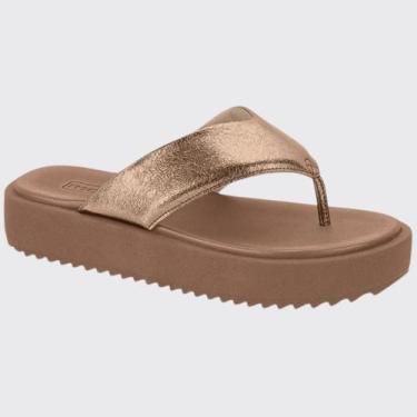 Imagem de Chinelo Feminino Slide Plataforma Nuvem Moleca 5489.100.27054, Ouro ro