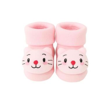 Imagem de Meia Antiderrapante 3d Plin Baby Bichinho, Gata rosa