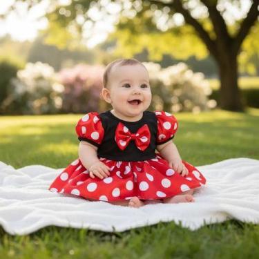 Imagem de Fantasia Infantil Baby Body Minnie Com Manga e Laço Frontal - Pequenos
