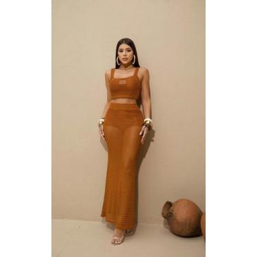 Imagem de Conjunto cropped + saia resort maria gueixa, Ceramic, P