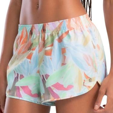 Imagem de Shorts Saída Praia Feminino Estampado She Poliéster Conforto, Off whit
