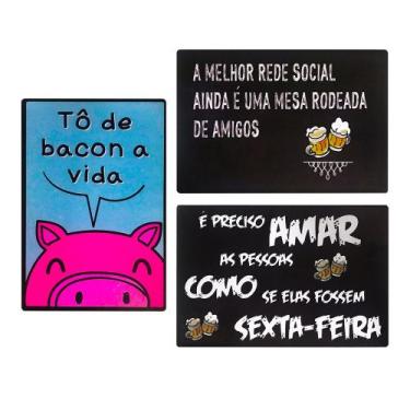 Imagem de Kit 03 Placas de MDF Decorativas Churrasco 19,5x29,5 - D'Rossi - DRoss