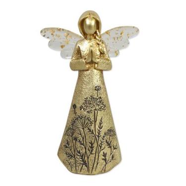 Imagem de Adorno Decorativo Imagem de Anjo Dourado em Resina - Tuut