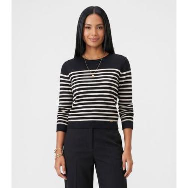 Imagem de Blusa Feminina Manga Longa Tricô Listrado Endless Preto, GG, Preto