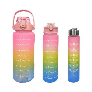 Imagem de Kit garrafa Motivacional Rosa c/ amarelo - Store Thaina Silva 