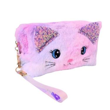 Imagem de Necessaire Estojo Porta Objetos Pelúcia Prime Gatinho Furta Cor - Lívo