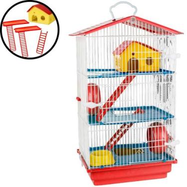 Imagem de Gaiola para Hamster 3 Andar Teto Plástico Confortável Animais de Estim