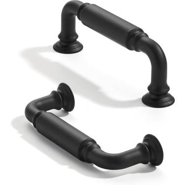Imagem de Puxadores para armário LONHECAN 76 mm pretos, reforçados, kit com 2