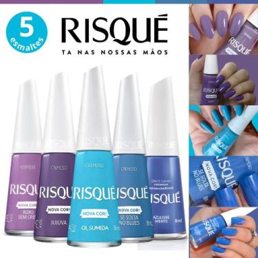 Imagem de Kit 10 Esmaltes Risqué Tons Lilas Azul e Rosa Esmaltes Atacado, 5 Core