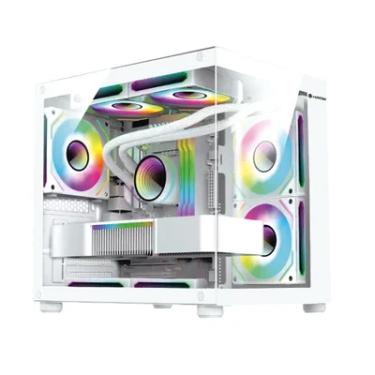 Imagem de Gabinete Gamer Hayom Gb1797 Com 4 Fans RGB Com Vidro Branco