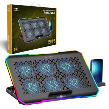 Imagem de Base Para Notebook Gamer 17,3" 6 Coolers Led Rgb Sup Celular - C3Tech