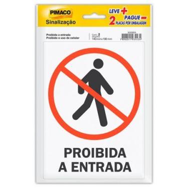 Imagem de Etiqueta sinalização Proibida Entrada/Proibido Celular 14x19cm - Pimac