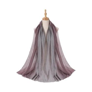 Imagem de Lenço Hijab Com Efeito Tie-Dye E Degradê Para Mulheres Muçulmanas, Tur