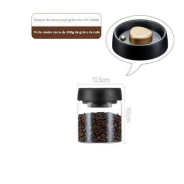 Imagem de Pote De Vidro Hermético Para Grãos De Café Com Extração De Ar, À Prova