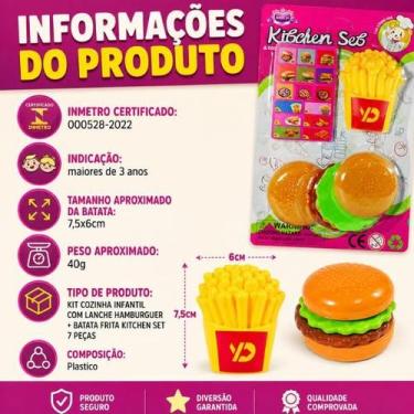 Imagem de Kit Cozinha Infantil 7 Peças com Hambúrguer e Batata Frita Kitchen Set
